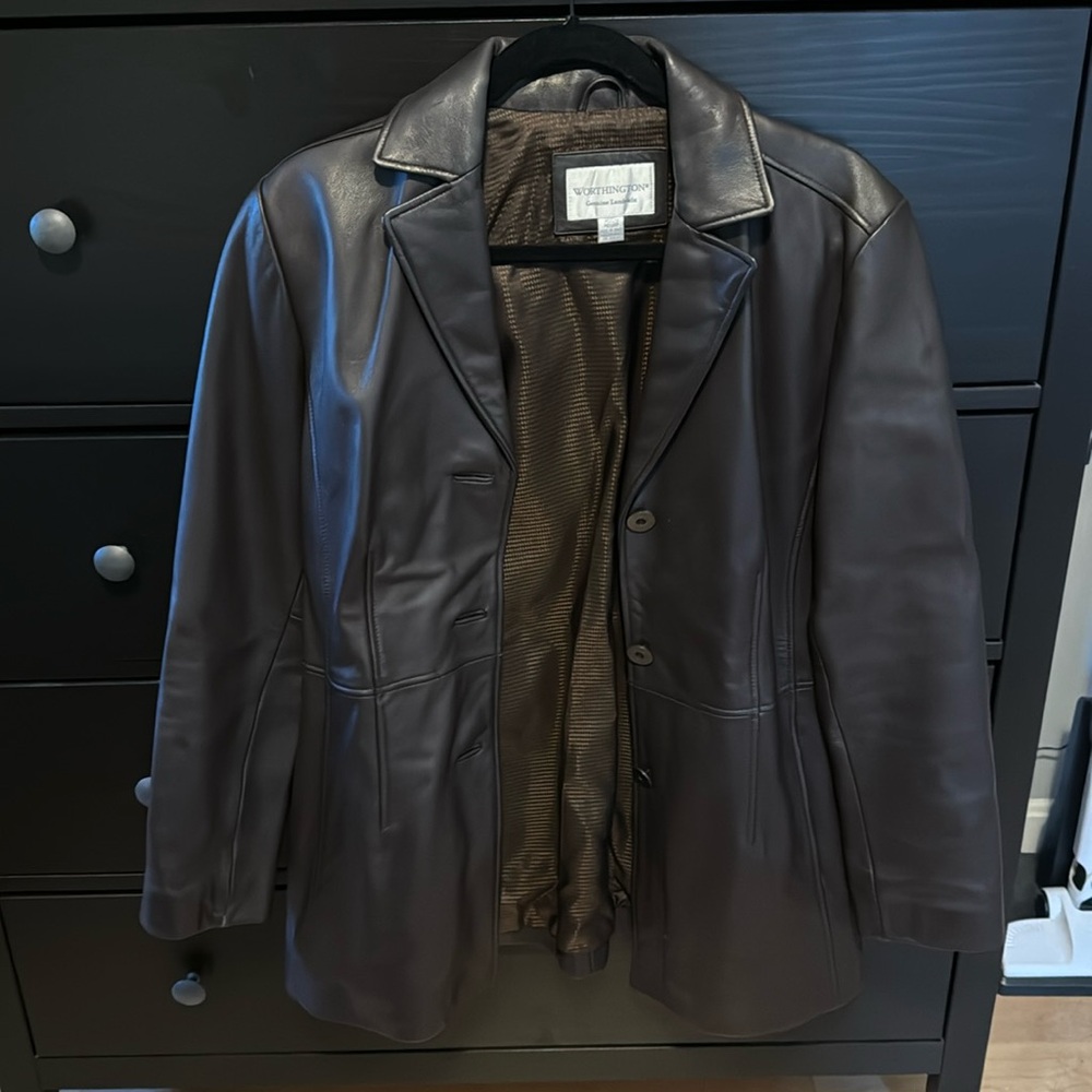 Genuine brown lambskin leather blazer
